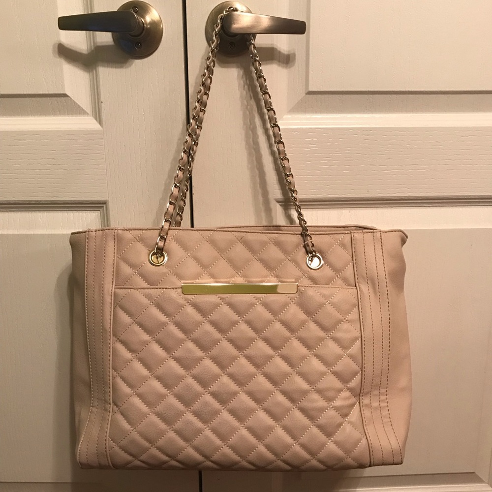Quilted Cream Chain Tote